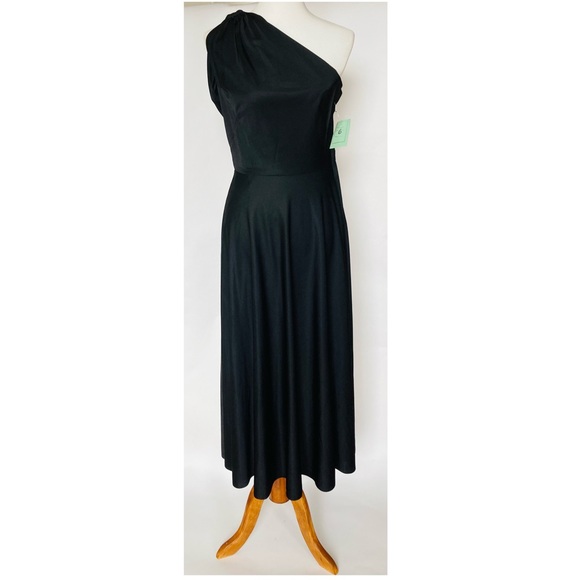 Black One shoulder midi dress size 6 - Picture 2 of 6